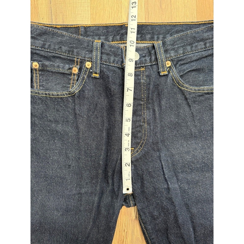 Levi's 501 Original Button Fly Jeans Dark Wash Straight Leg W29 L30 Water Less - Picture 10 of 10